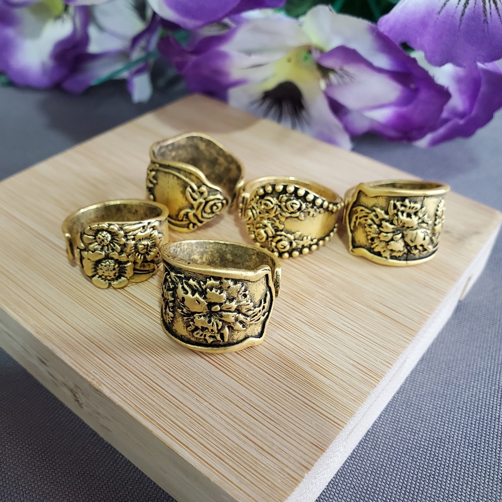 5 Pcs Old Spoon Rings - Picture 5 of 7